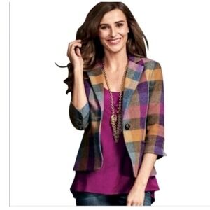 Cabi Wool-Blend Plaid Blazer – Women's Size 10